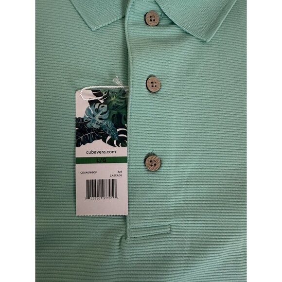 Cubavera Solid Textured Polo Moisture Wicking Cascade Polo Mens Sz L New - Picture 6 of 15